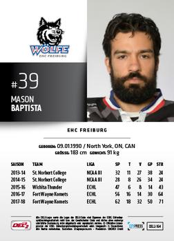2018-19 Playercards (DEL2) #164 Mason Baptista Back