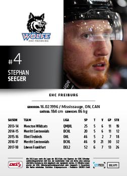 2018-19 Playercards (DEL2) #175 Stephan Seeger Back