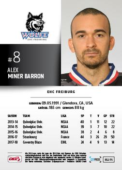 2018-19 Playercards (DEL2) #176 Alex Miner-Barron Back