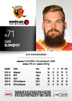 2018-19 Playercards (DEL2) #188 Sami Blomqvist Back