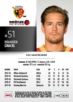 2018-19 Playercards (DEL2) #190 Branden Gracel Back