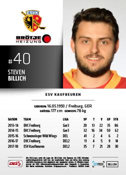 2018-19 Playercards (DEL2) #204 Steven Billich Back