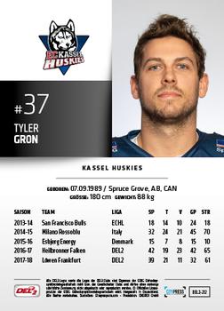 2018-19 Playercards (DEL2) #DEL2-212 Tyler Gron Back