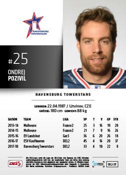 2018-19 Playercards (DEL2) #237 Ondrej Pozivil Back