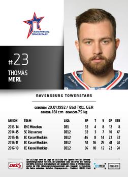 2018-19 Playercards (DEL2) #DEL2-239 Thomas Merl Back