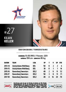 2018-19 Playercards (DEL2) #248 Kilian Keller Back