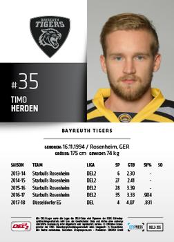 2018-19 Playercards (DEL2) #DEL2-255 Timo Herden Back