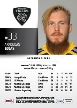 2018-19 Playercards (DEL2) #269 Arnoldas Bosas Back