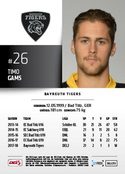 2018-19 Playercards (DEL2) #270 Timo Gams Back
