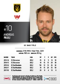 2018-19 Playercards (DEL2) #DEL2-283 Andreas Pauli Back