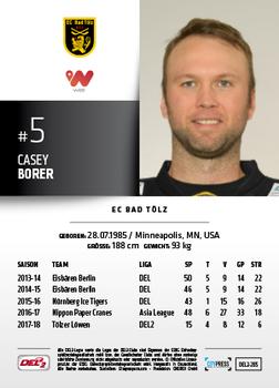 2018-19 Playercards (DEL2) #DEL2-285 Casey Borer Back