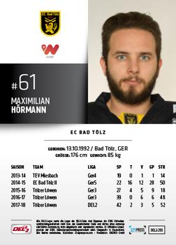 2018-19 Playercards (DEL2) #293 Maximilian Hörmann Back
