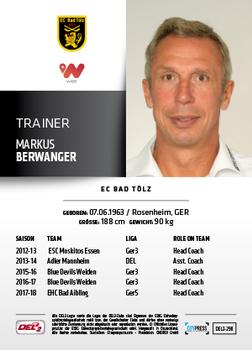 2018-19 Playercards (DEL2) #298 Markus Berwanger Back
