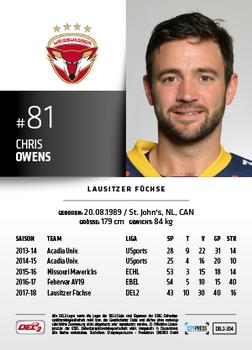 2018-19 Playercards (DEL2) #304 Chris Owens Back