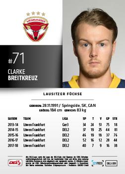 2018-19 Playercards (DEL2) #309 Clarke Breitkreuz Back
