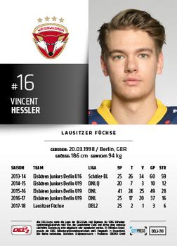 2018-19 Playercards (DEL2) #310 Vincent Hessler Back