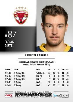 2018-19 Playercards (DEL2) #313 Fabian Dietz Back
