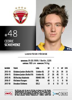 2018-19 Playercards (DEL2) #316 Cedric Schiemenz Back