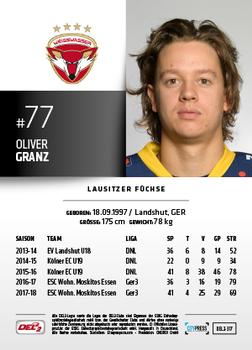 2018-19 Playercards (DEL2) #317 Oliver Granz Back