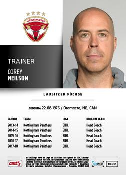 2018-19 Playercards (DEL2) #DEL2-321 Corey Neilson Back