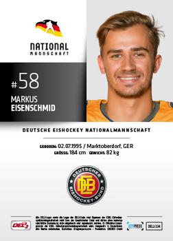 2018-19 Playercards (DEL2) #DEL2-334 Markus Eisenschmid Back