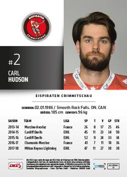 2018-19 Playercards Promos Serie 2 (DEL) #1 Carl Hudson Back