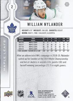 2019-20 Upper Deck #2 William Nylander Back