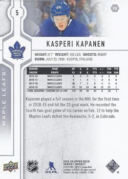 2019-20 Upper Deck #5 Kasperi Kapanen Back