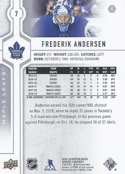2019-20 Upper Deck #7 Frederik Andersen Back