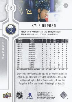 2019-20 Upper Deck #15 Kyle Okposo Back
