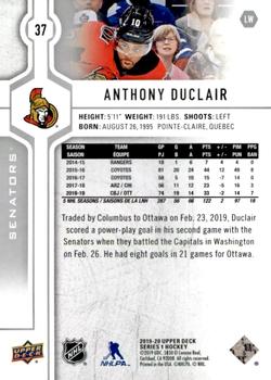 2019-20 Upper Deck #37 Anthony Duclair Back