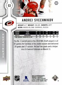 2019-20 Upper Deck #53 Andrei Svechnikov Back
