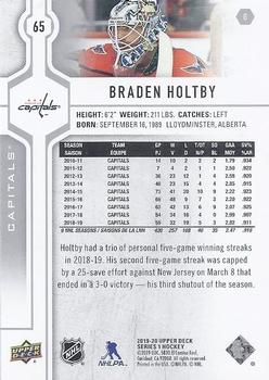 2019-20 Upper Deck #65 Braden Holtby Back
