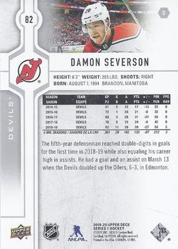 2019-20 Upper Deck #82 Damon Severson Back
