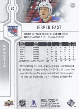 2019-20 Upper Deck #86 Jesper Fast Back