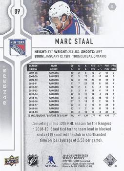 2019-20 Upper Deck #89 Marc Staal Back