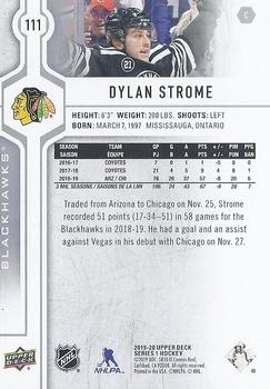 2019-20 Upper Deck #111 Dylan Strome Back