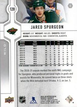 2019-20 Upper Deck #128 Jared Spurgeon Back