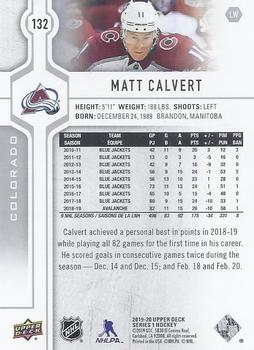2019-20 Upper Deck #132 Matt Calvert Back