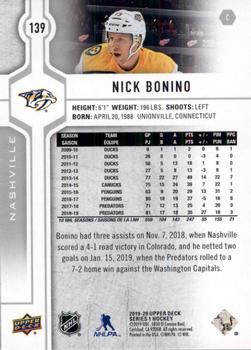 2019-20 Upper Deck #139 Nick Bonino Back