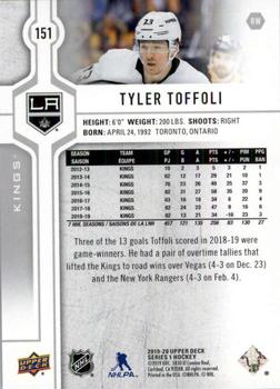 2019-20 Upper Deck #151 Tyler Toffoli Back