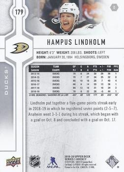 2019-20 Upper Deck #179 Hampus Lindholm Back