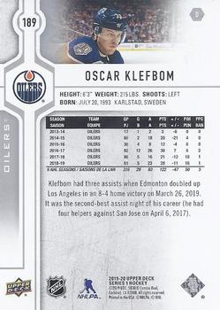 2019-20 Upper Deck #189 Oscar Klefbom Back