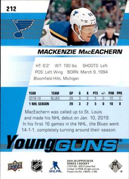 2019-20 Upper Deck #212 Mackenzie MacEachern Back