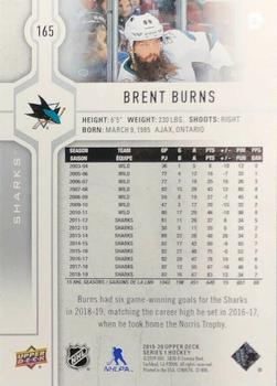 2019-20 Upper Deck #165 Brent Burns Back