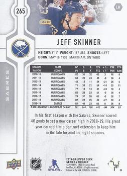 2019-20 Upper Deck #265 Jeff Skinner Back