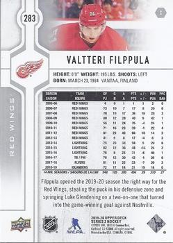 2019-20 Upper Deck #283 Valtteri Filppula Back