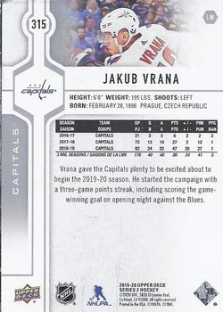 2019-20 Upper Deck #315 Jakub Vrana Back
