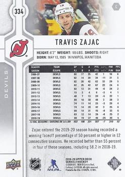 2019-20 Upper Deck #334 Travis Zajac Back