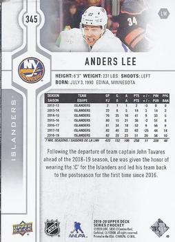 2019-20 Upper Deck #345 Anders Lee Back